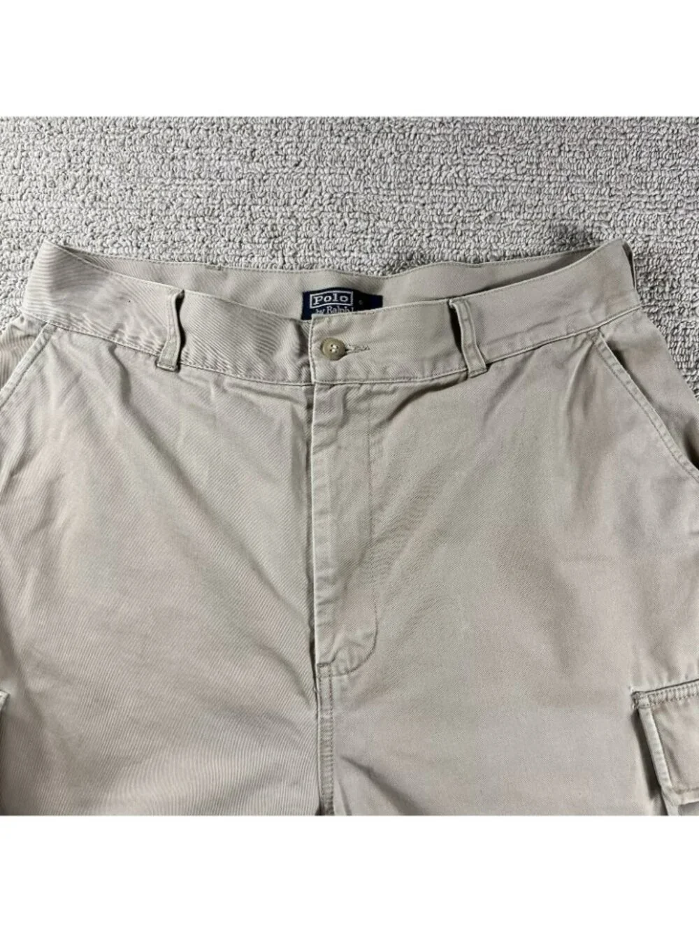 Polo Ralph Lauren Flat Front Cargo Shorts Pockets Beige Men’s Size 34 x 8